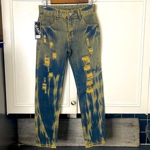 Fashion jeans distressed dirty wash  youth size 12 New